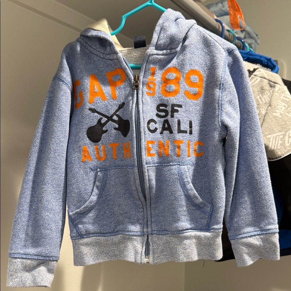 GAP Kids limited editioGray and Orange Zip-Up Hoodie California toddler 5 years
